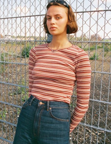 Shirt NUDIE JEANS Jessy Striped Rib Wine