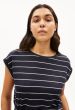 T-Shirt ARMEDANGELS Jilaana Fine Stripes Night Sky-Oatmilk