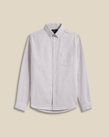 Hemd PORTUGUESE FLANNEL Brushed Oxford Stripe Bordeaux