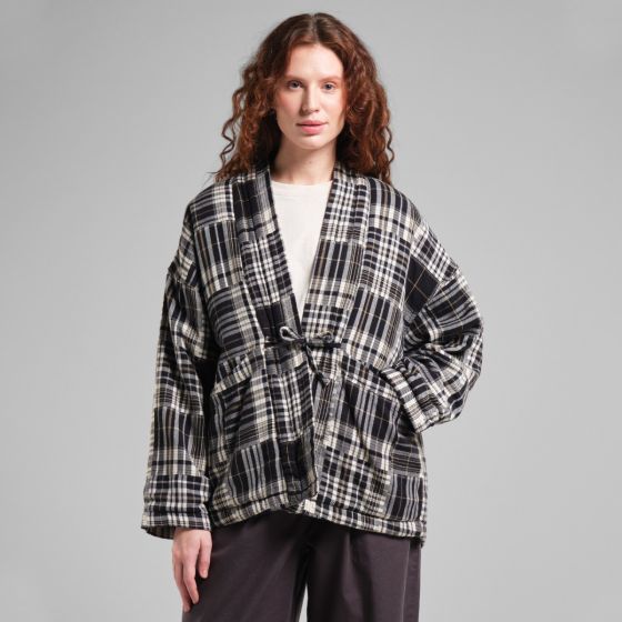  Kimonojacke DEDICATED Sickla Flannel Patchwork Black
