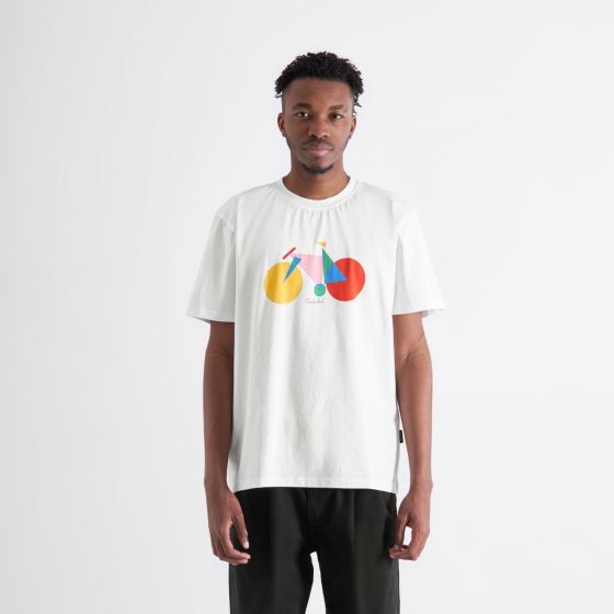 T-Shirt DEDICATED Stockholm Paper Cut Bike White