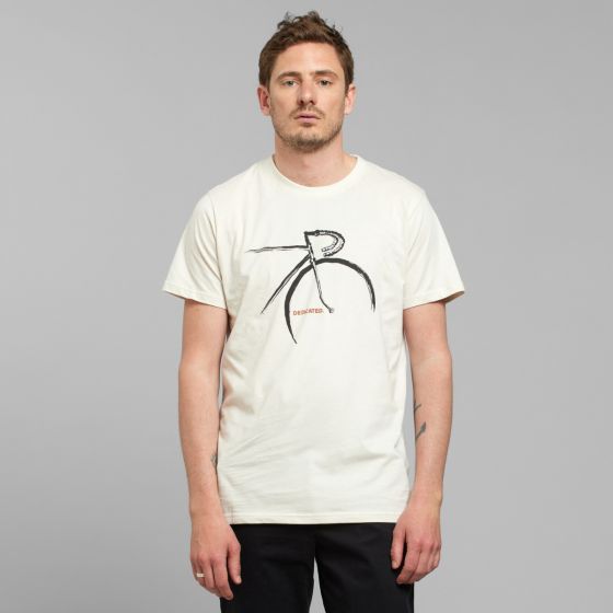 T-Shirt DEDICATED Stockholm Side Bike Oat White