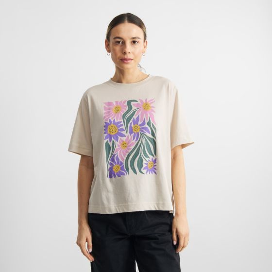 T-Shirt DEDICATED Vadstena Daisy Block Oat White
