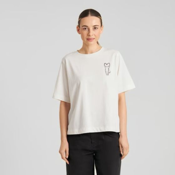 T-Shirt DEDICATED Vadstena Heart Cat Off-White