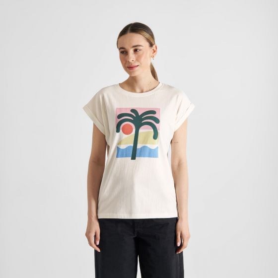 T-Shirt DEDICATED Visby Beach Palm Off-White