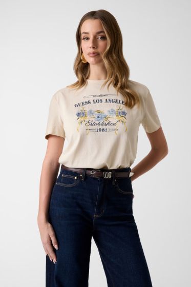 T-Shirt GUESS Bedruckt Beige