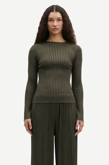 Langarmshirt SAMSØE & SAMSØE Sacrane Green Rib Contrast