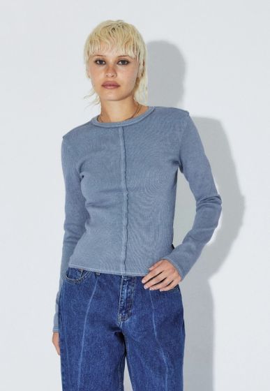 Langarmshirt DR. DENIM Stella Rib Washed Blue