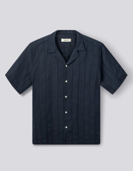 Hemd FORÉT Peer Jacquard Striped Navy