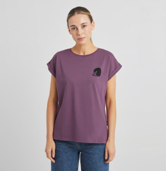 T-Shirt DEDICATED Visby Curious Cat Berry Purple