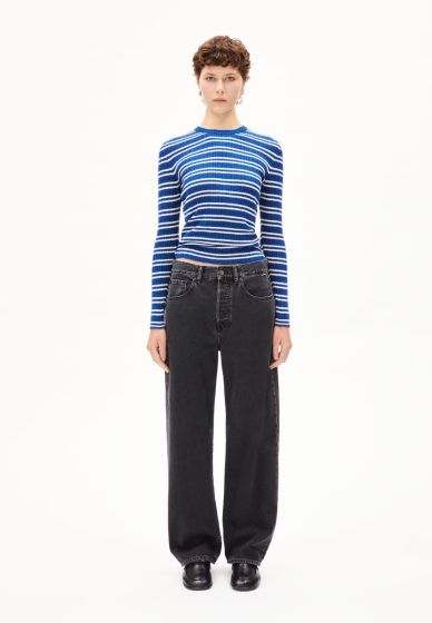 Longsleeve ARMEDANGELS Alaania Chiffron Str Lapis Blue Oatmilk
